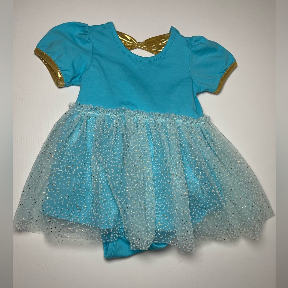 Ruffle Butts Blue and Gold Sparkly Tulle Dress